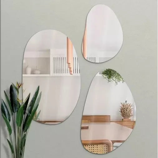 Conjunto de Espelhos Orgânicos Abstratos Futuristas - Transforme seu Ambiente com Sofisticação