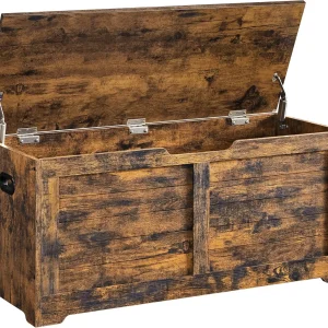 Stylish and Spacious Farmhouse Storage Bench with Safety Hinges